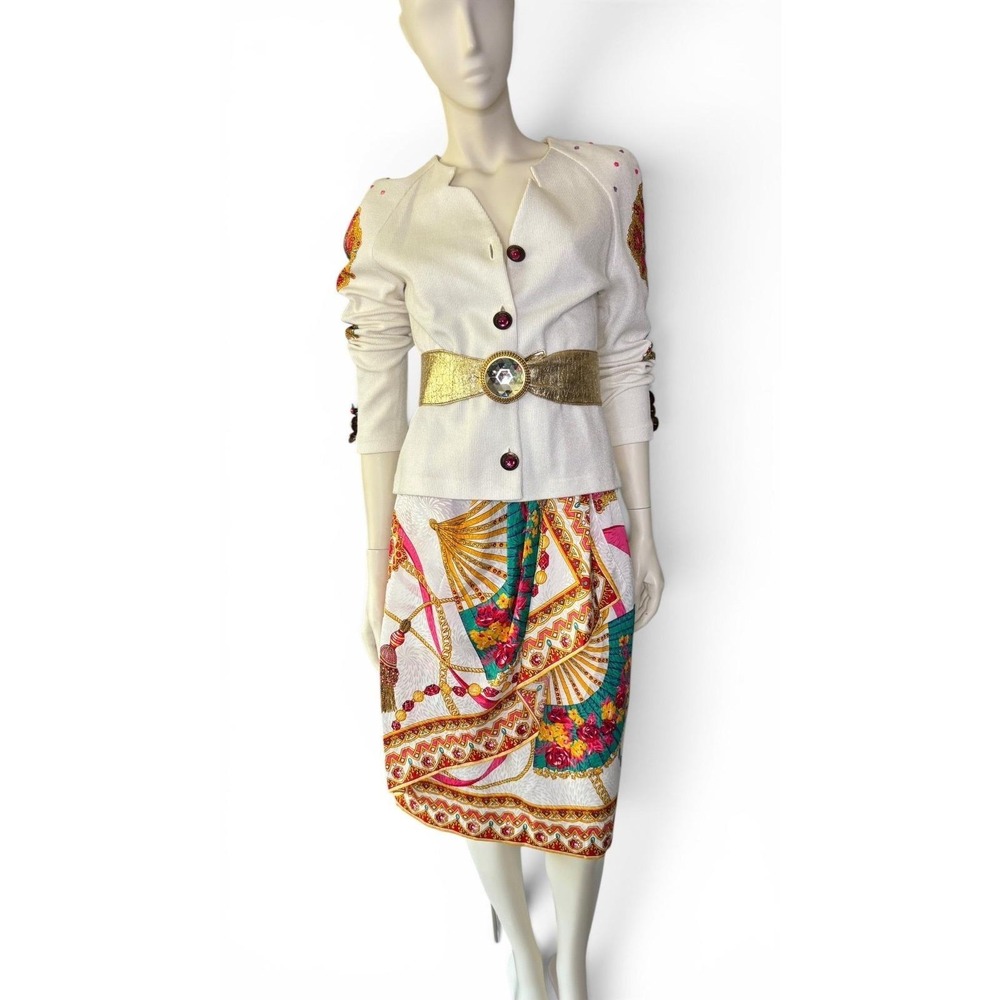 1980's Anthony Sicari Dynasty Era Power Dressing Baroque Jewel Button 3-Piece S